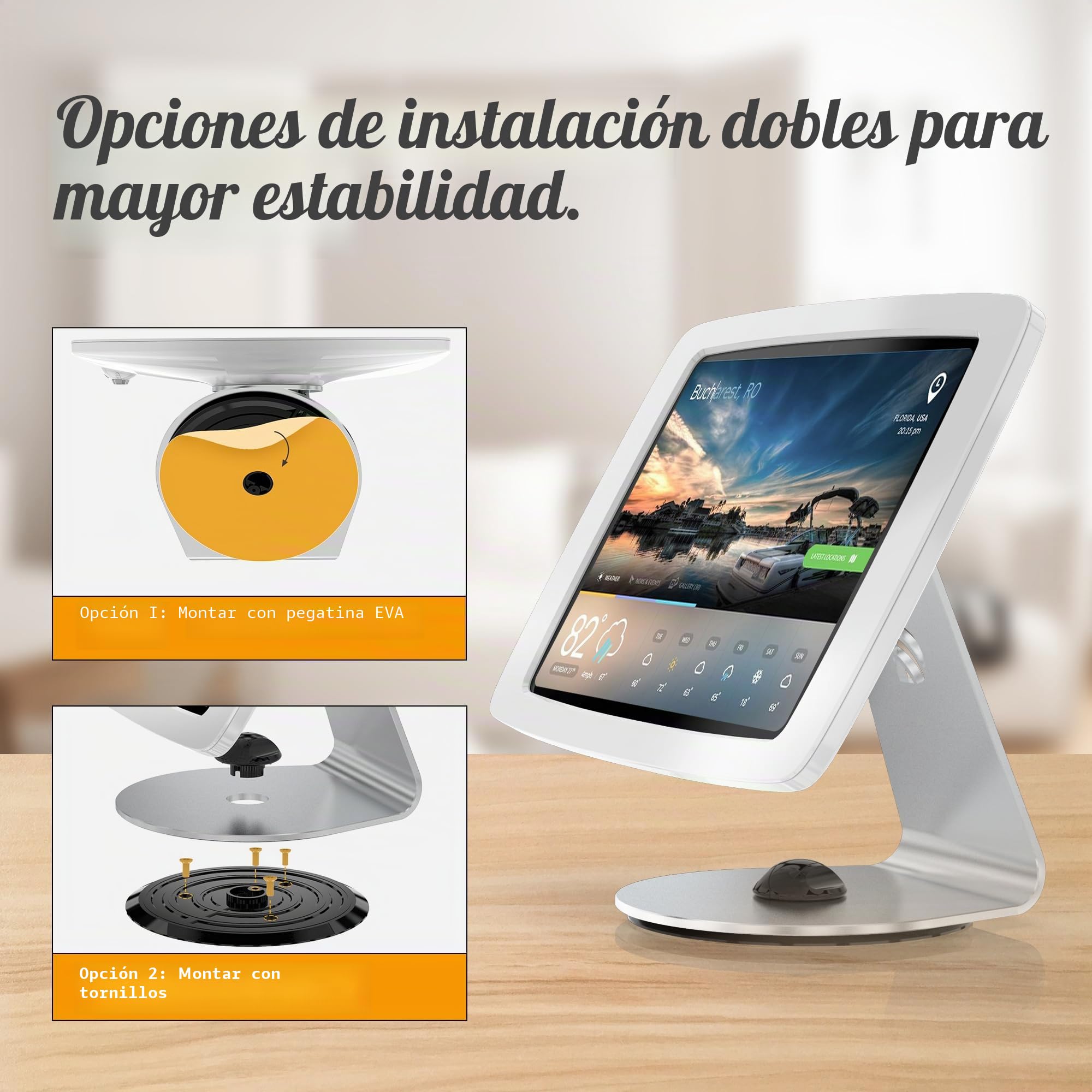 Tablet-Kiosk-Ständer für Schreibtisch mit Schloss, drehbar, kompatibel mit 27,7 cm (11 Zoll) iPad 10, iPad Pro 11 Zoll 1 2 3 4, iPad Air 4 5, iPad Air 11 Zoll - BSC109WA