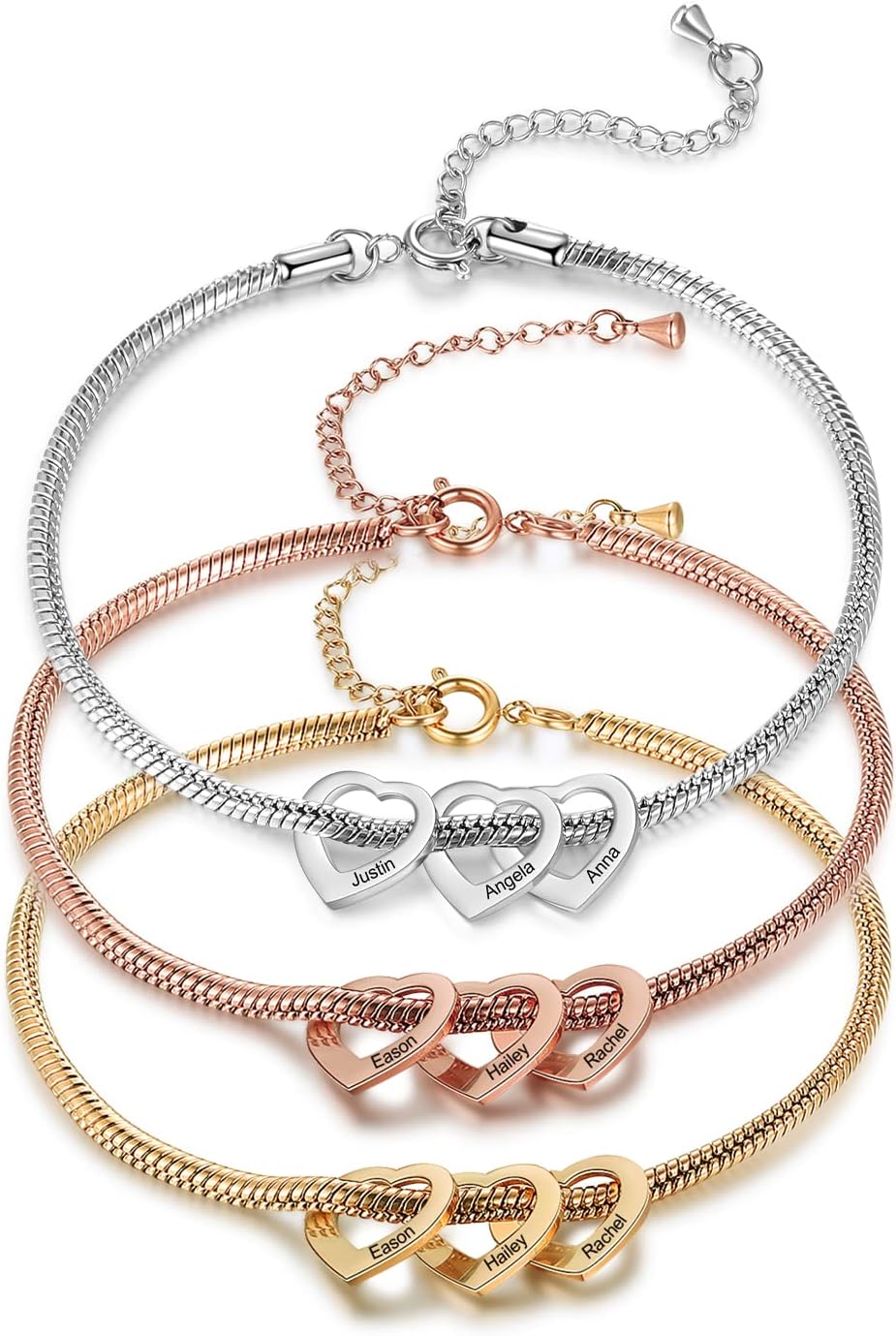 Personalized Anklets for Women Adjustable Silver Gold Anklets with Heart Name Initial Ankle Bracelets for Women Jewelry Gifts for Mom Her