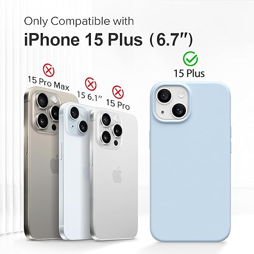 Miniatura 2 de Funda de silicona magnética para iPhone 15 Plus, compatible con MagSafe, 2 protectores de cámara + 2 protectores de pantalla, forro de microfibra a