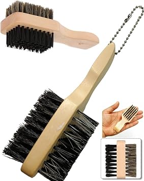 Hard & Soft Hair Brush Beard Brush, Double-Sided Facial Hair Boar Bristle Hair Brush Shaving Comb Male Mustache Brushs Mini Double Brush Boar Soft & Hard Bristles