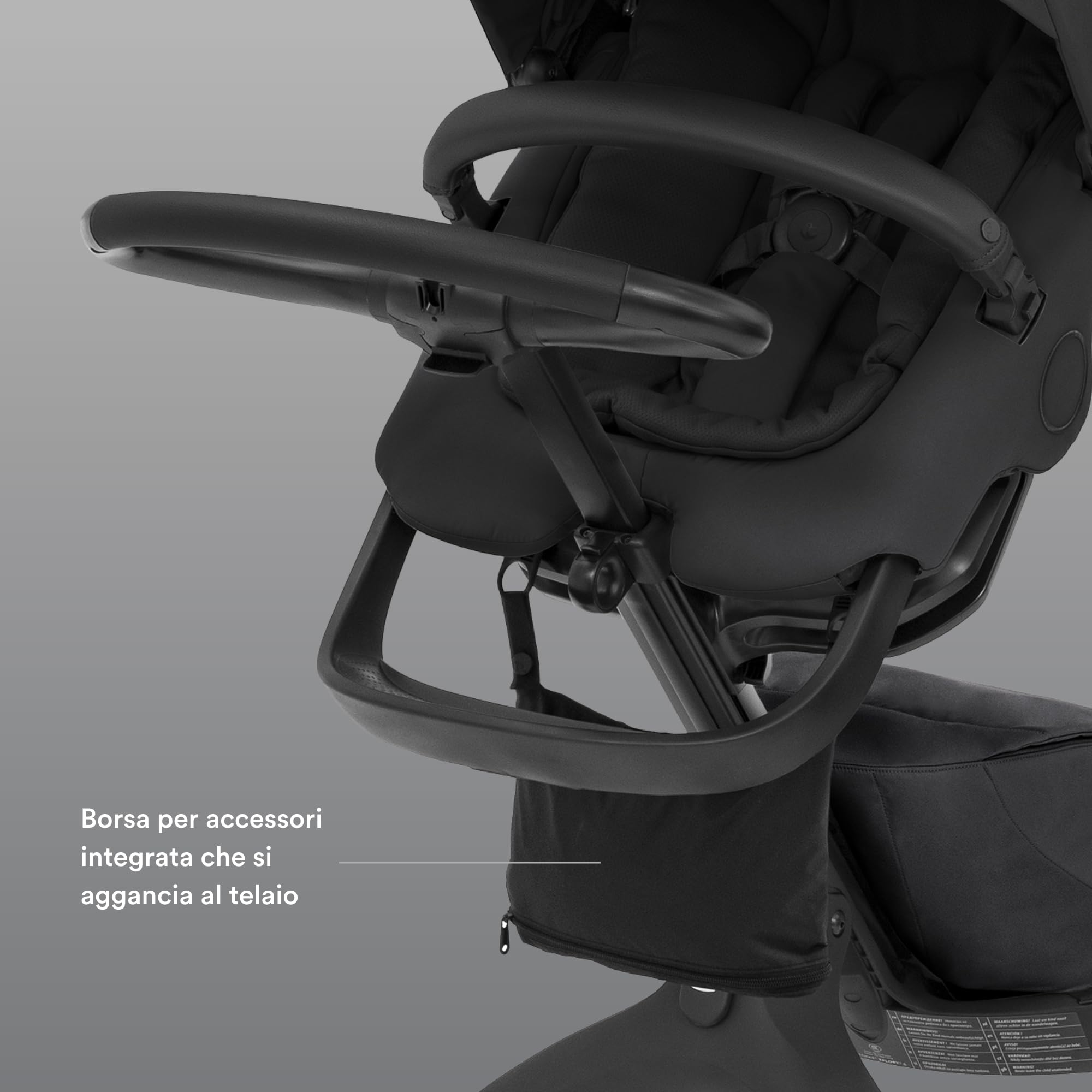 Parapioggia Stokke Xplory X, Nero - Mantiene asciutto il bambino - Facile da usare, Trasportare e Conservare - Ventilazione integrata, Ampia finestrella e catarinfrangenti per una maggiore sicurezza
