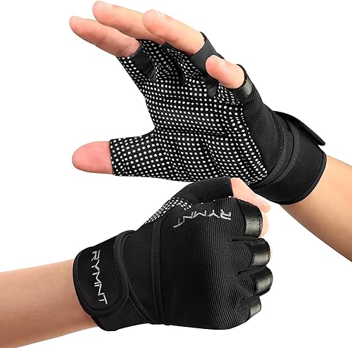 Guantes de entrenamiento con soporte para muñeca, guantes de levantamiento de pesas con protección completa de la palma y agarre extra para hombres