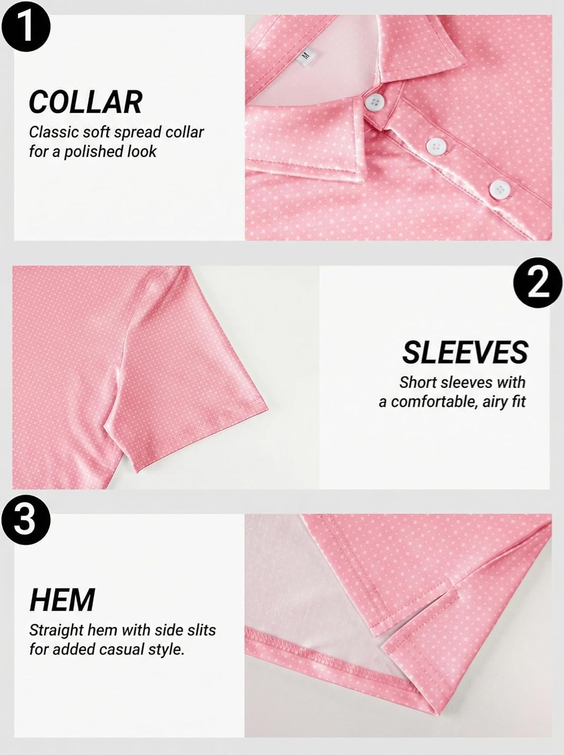 Men's Golf Polo Shirts Short Sleeve Moisture Wicking Dry Fit Performance Print Patterns Collared Polo Shirt