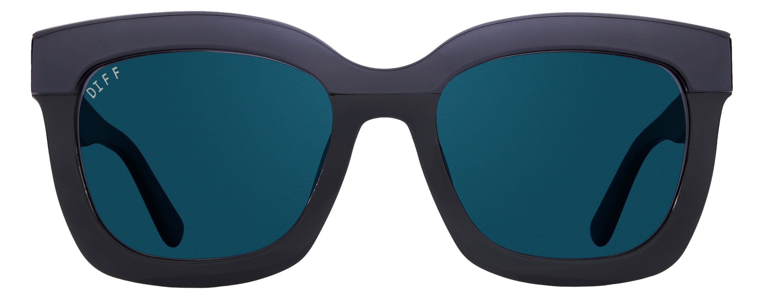 DIFF Carson Designer Square Oversized Sunglasses Women UV400 Polarized Protection, Black Extra large trendy 2023 frames, Black + Dark Smoke Polarized, Oversized