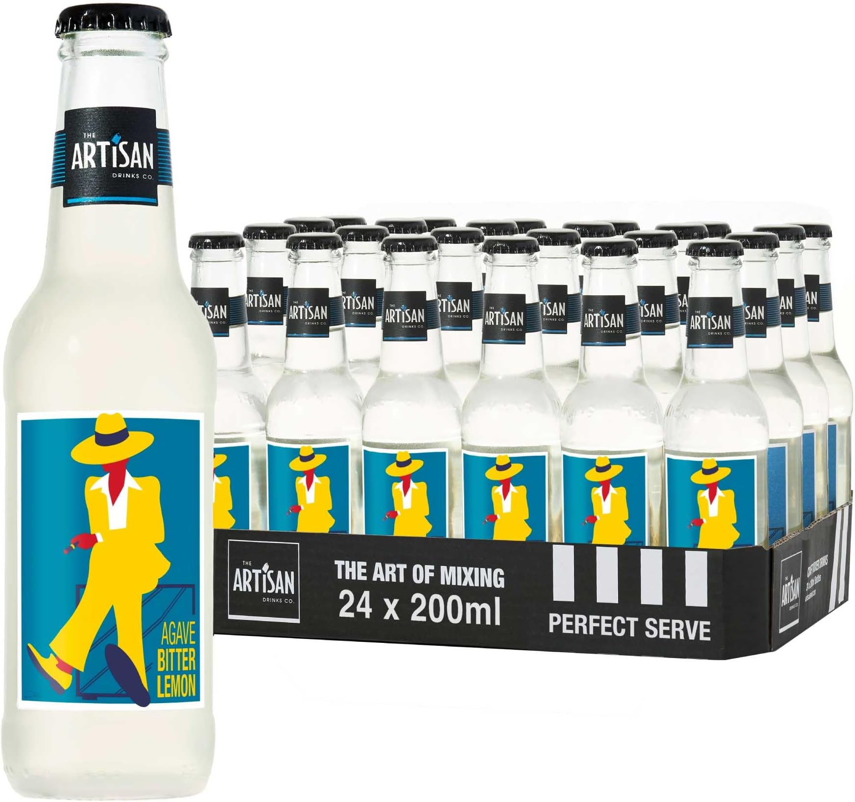 Agave Lemon Tonic Water - 200mlx24 Tonic Water Bottles - Natural Ingredients with Real Lemon Juice - A Unique Bitter Lemon Ideal for Mixing
