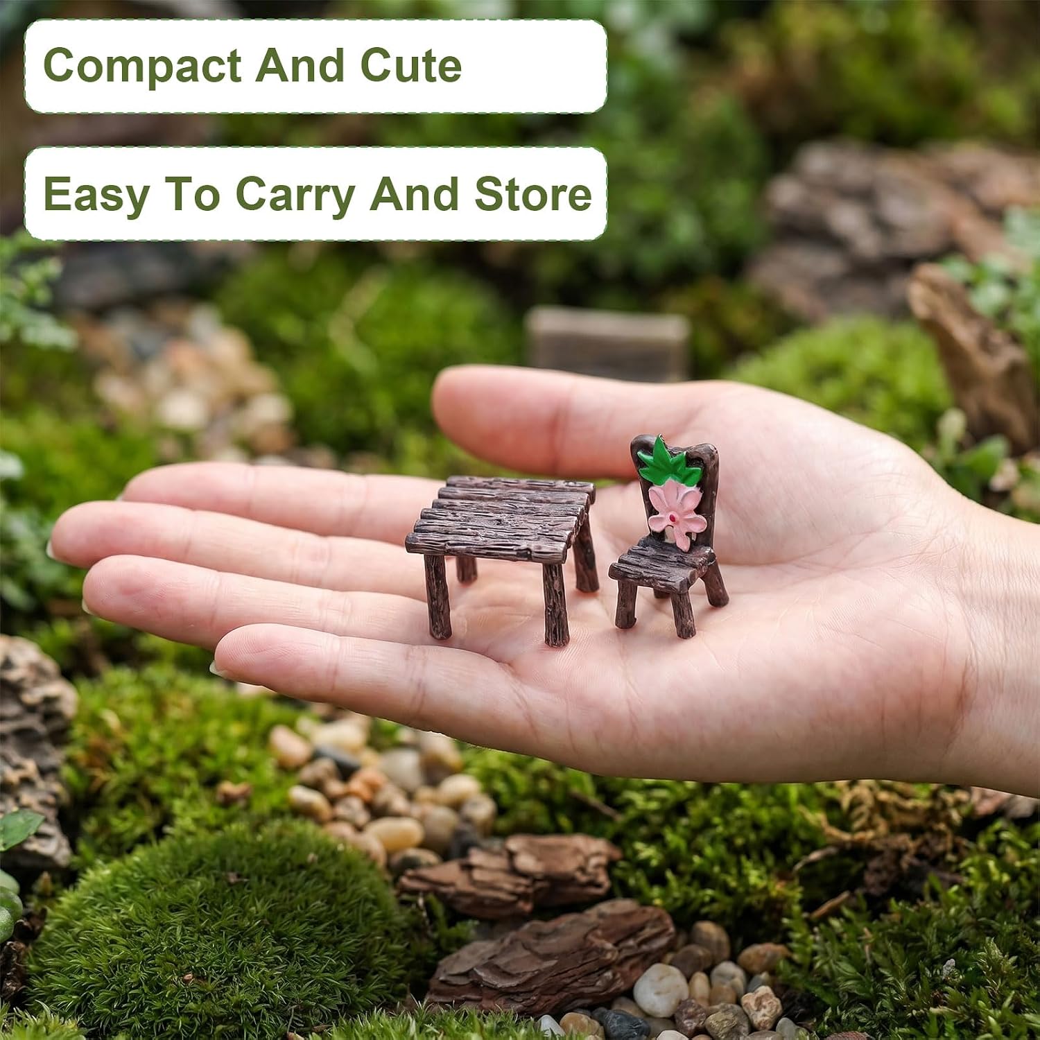 10 Pcs Fairy Garden Accessories, Miniature Garden Furniture Kit with Table and Chairs for Micro Landscape Decoration, DIY Craft Gifts for Outdoor & Indoor Scene Accessories