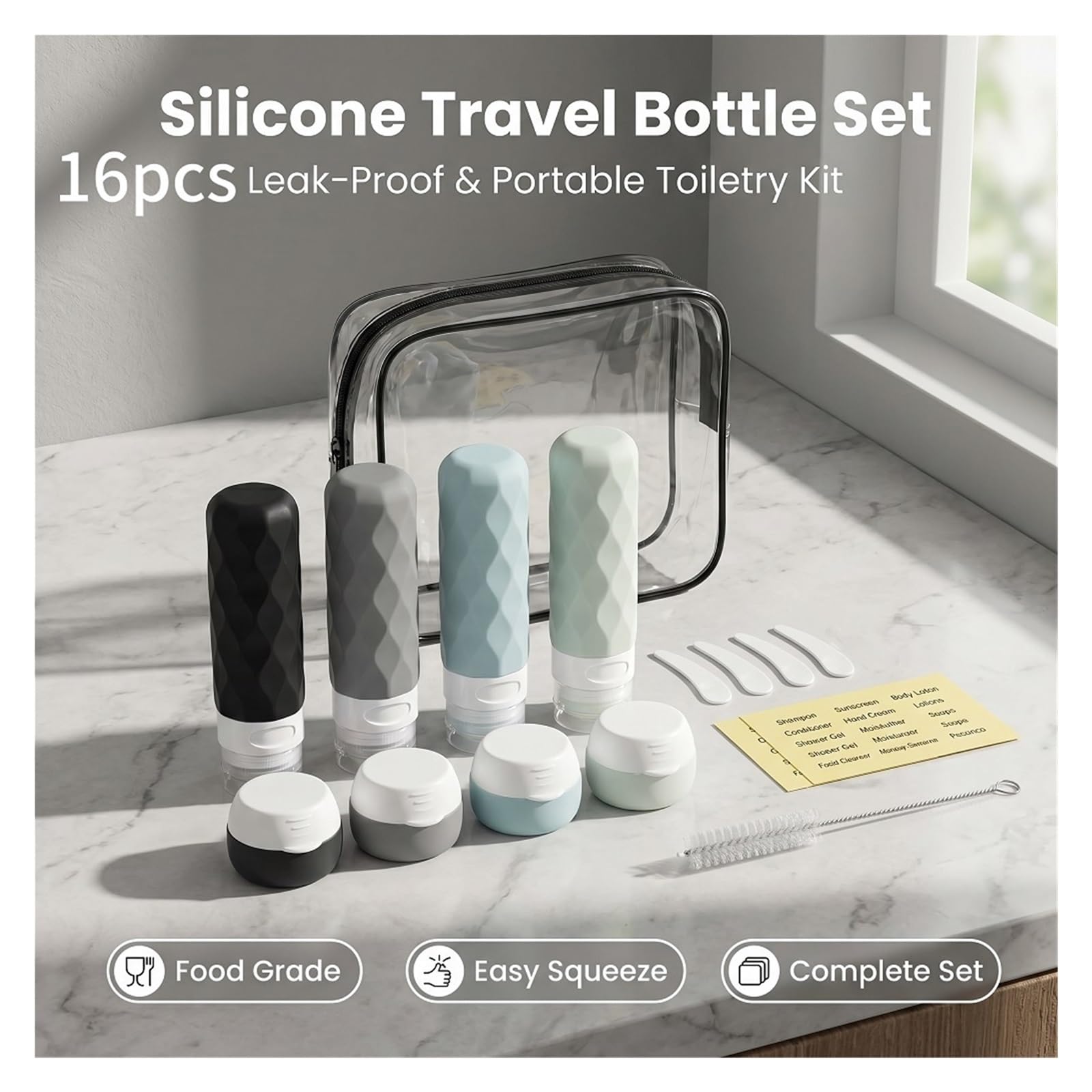 Botes Viaje Juego de botellas artículos tocador viaje silicona