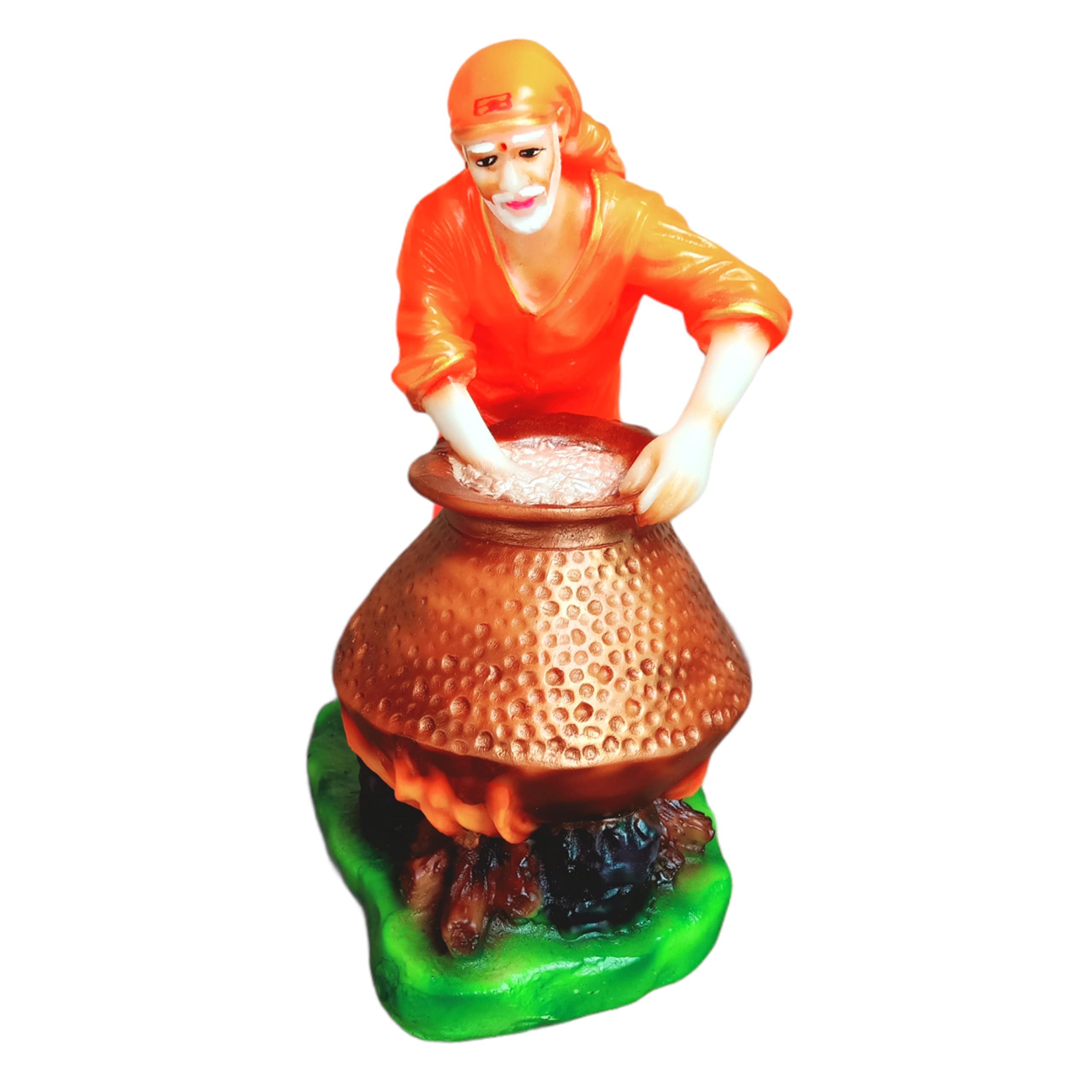 SHRI SAI TRADERS Shirdi Saibaba Handi Cooking Idol Statue Antique Marble Dust Finish for Temple, Home Decor