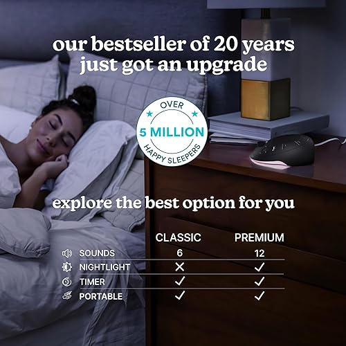 Miniatura 5 de Homedics Sleep Better - Máquina de sonido portátil, luz nocturna, 12 sonidos relajantes incluyendo ruido blanco, lluvia y tormenta eléctrica, diseño