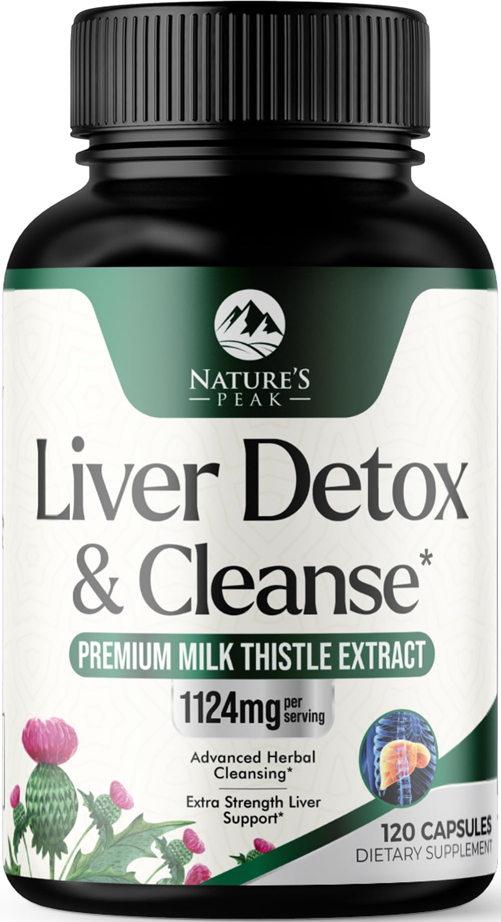 Liver Cleanse Detox & Repair - Milk Thistle Supplement for Digestion & Immune Health - Ginger Root, Choline & Dandelion Root - Herbal Liver Support with Silymarin, Beetroot & Artichoke - 120 Capsules 120 Count (Pack of 1)