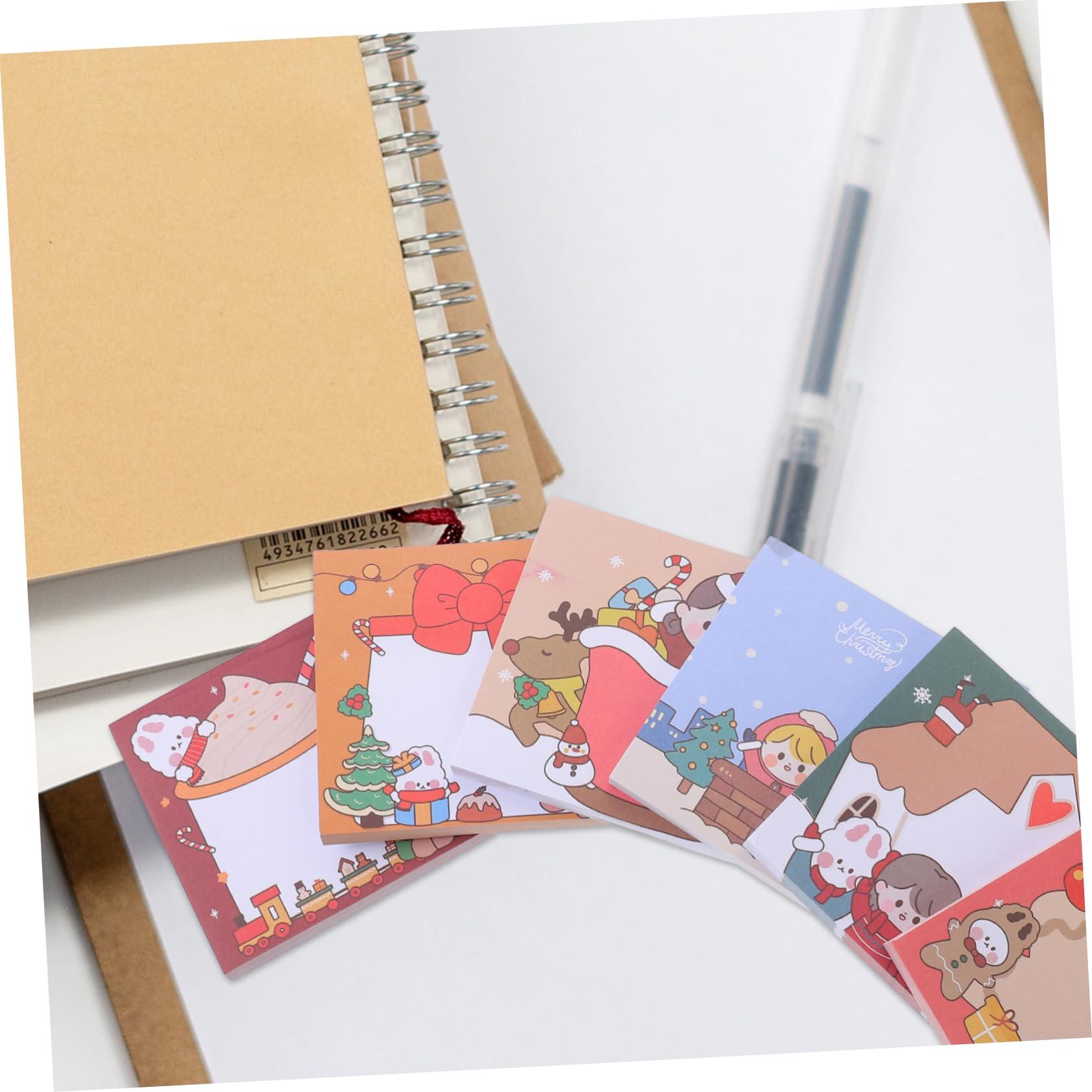 2 Sets Selbstklebende Weihnachts-memo-aufkleber Kawaii Super-kawaii-briefpapier Weihnachtsmotiv Muster Post-note Tragbar 12 Stück