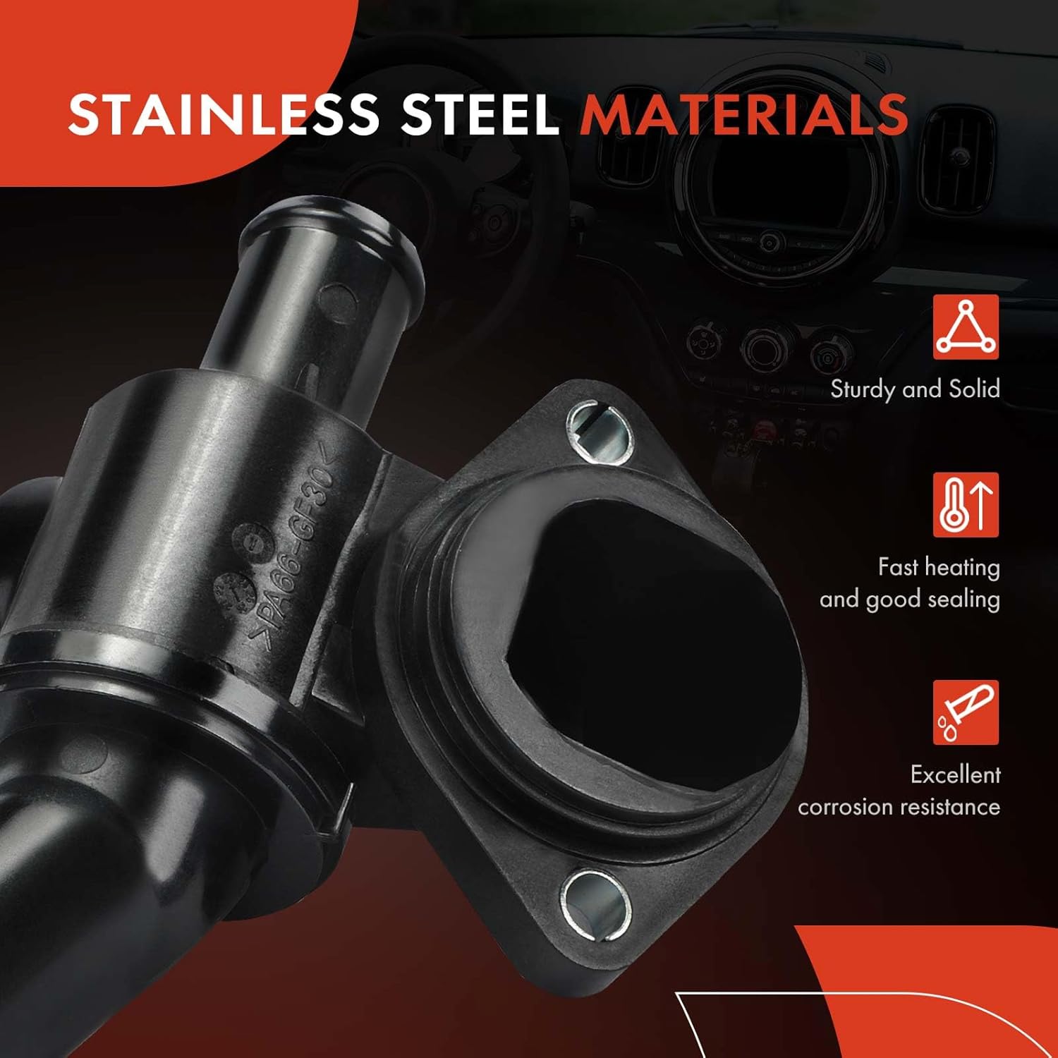 A-Premium Engine Coolant Thermostat Housing Assembly Compatible with Volkswagen Passat 2006-2010, Eos 2007-2008 & Audi A3 2004-2008 & Seat Leon 2006-2010, 2.0L, Replaces for 06F121111G