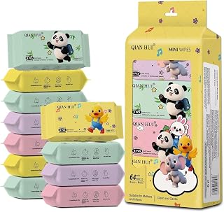 64 Pcs | 8 Pack | Wet Wipes | Alcohol-Free | Pocket Travel Wipes | Ultra Soft Disposable Cleansing & Moisturizing Mini Wip... Price In India