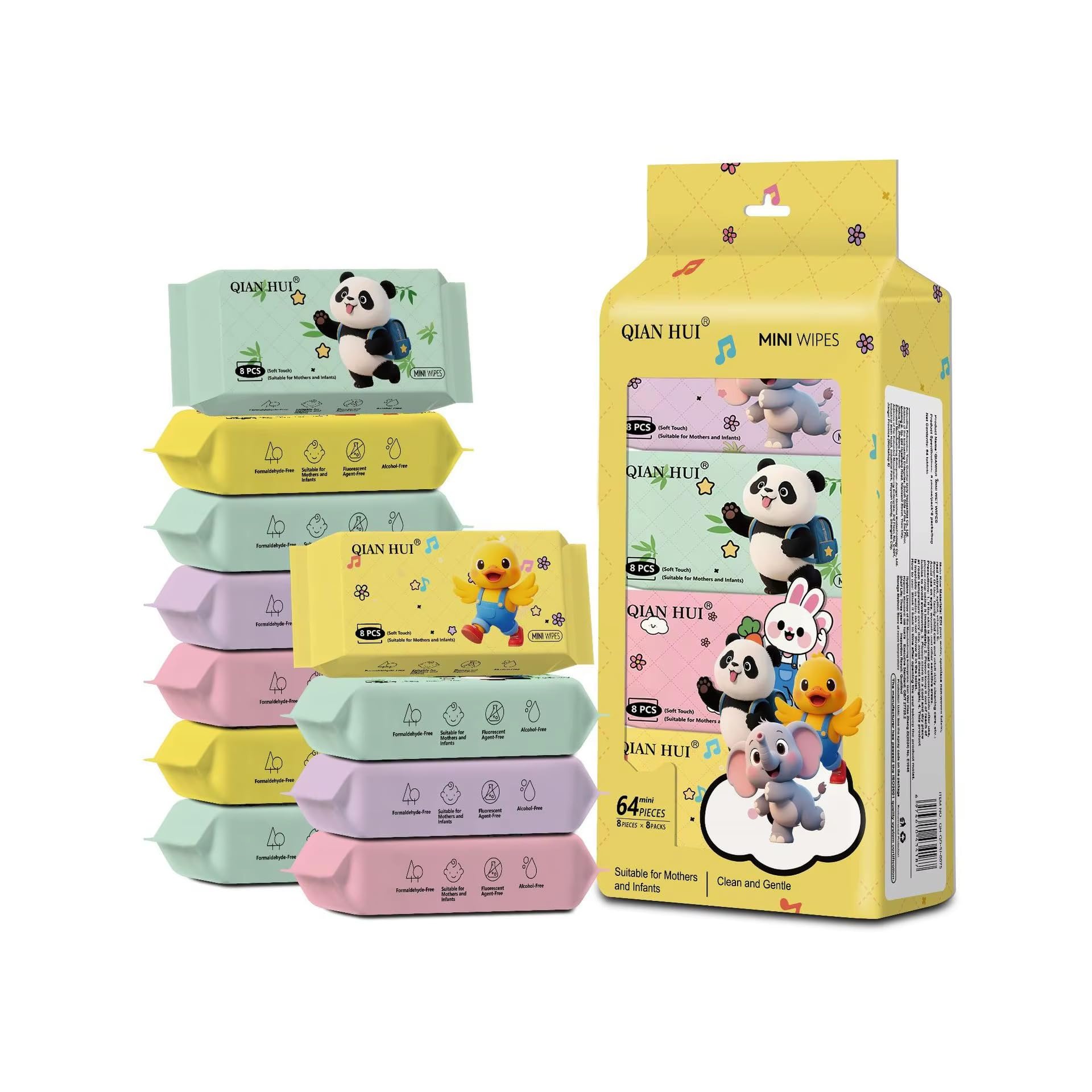 Wet Wipes | Alcohol-Free | Pocket Travel Wipes | Ultra Soft Disposable Cleansing & Moisturizing Wipes for All Age Group & Adults | Skin Friendly | Unscented | Portable Pack (8 Pack 64 Pcs / Mini Pocket Pack) (1, 1)-image-8