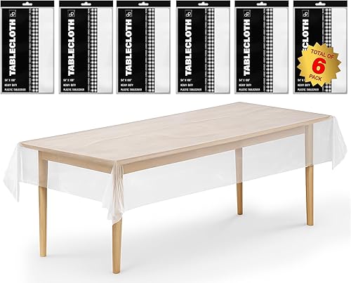 Miniatura 40 de DecorRack 2 manteles rectangulares de plástico sin BPA, 54 x 108 pulgadas, manteles rectangulares para mesa de comedor, fiestas, pícnic, campamento