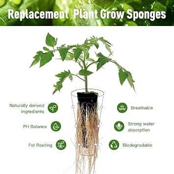 60 Pack Hydroponic Grow Sponges Seed Pods Replacement, Compatible with AeroGarden iDOO and Most Hydroponic Systems. Rapid Rooting Nursery Sponges.