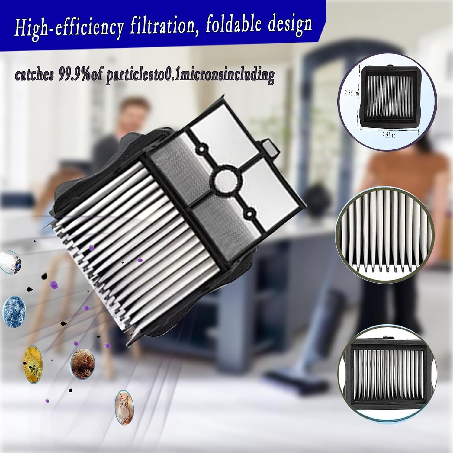 Replacement Parts for Narwal S30/S30 Pro Wet Dry Vacuum Cleaner Spare Accessories, 2 Roller Brushes 2 Filters 1 Cleaning Brush