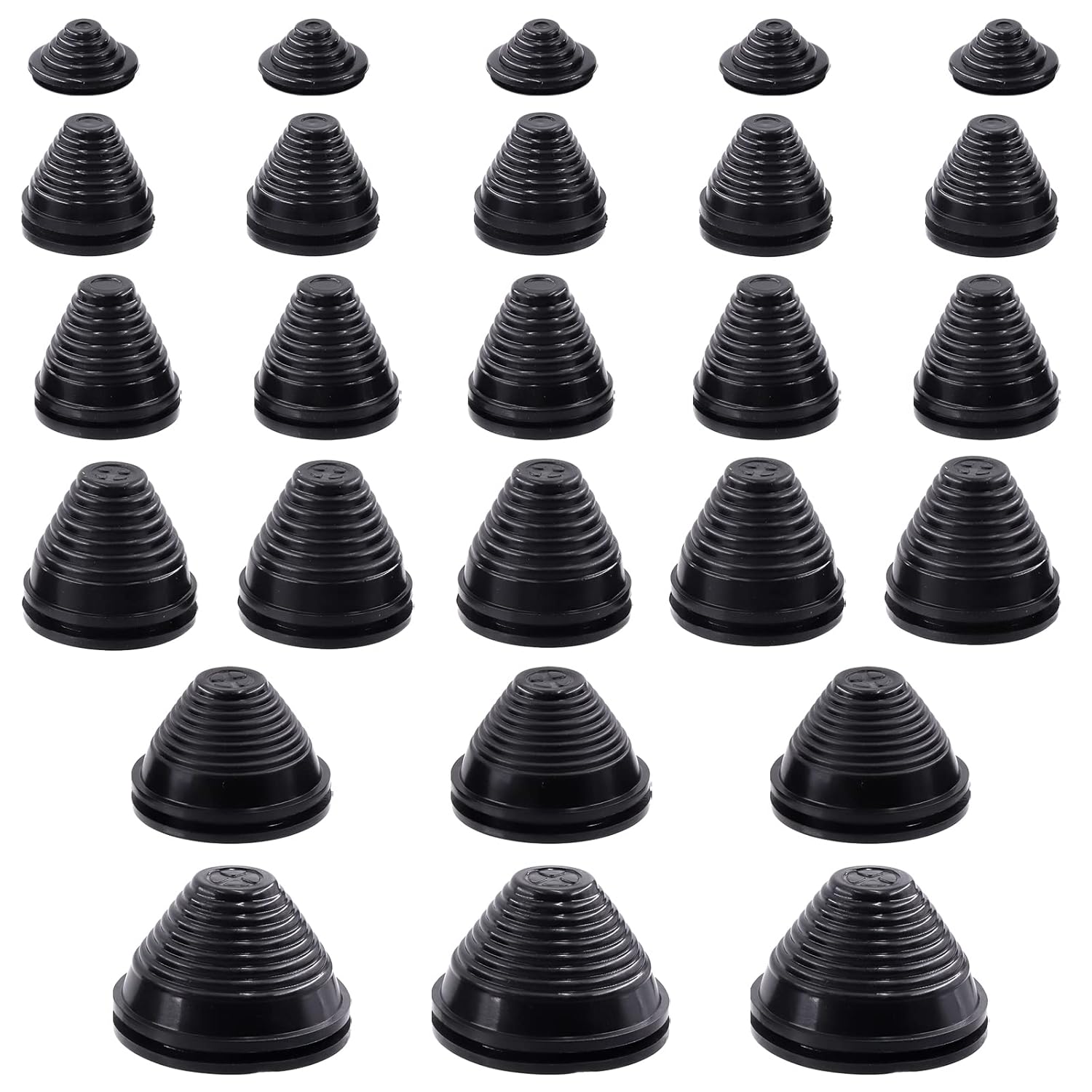 Swpeet 26Pcs 6 Sizes 25/30/35/40/50/60mm Tower Shaped Rubber Grommet