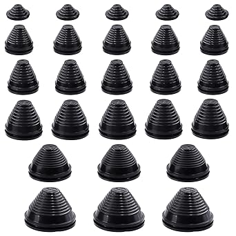 Swpeet 26Pcs 6 Sizes 25/30/35/40/50/60mm Tower Shaped Rubber Grommet Assortment Kit, Drill Hole Firewall Hole Hole Plug Drill Hole Grommets Synthetic Wire Protection for Auto Car Wire Cable Wire