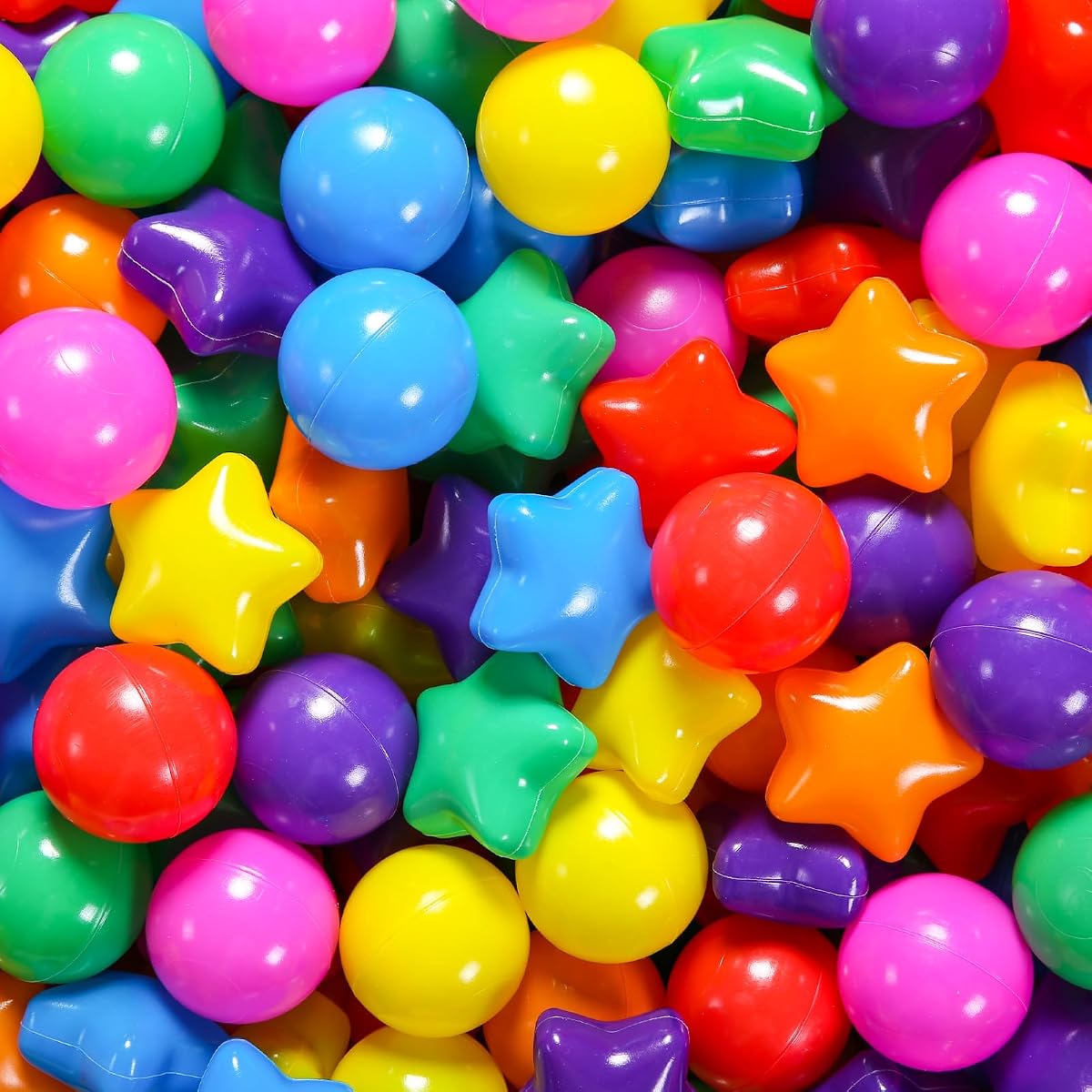 STARBOLO Star Ball Pit Balls for Kids - 50 100 200 500 Crush Proof Play Plastic Balls for Ball Pit Phthalate Free BPA Free Non-Toxic Indoor Outdoor,Soft Plastic Pool Balls for Kids Birthday Party.