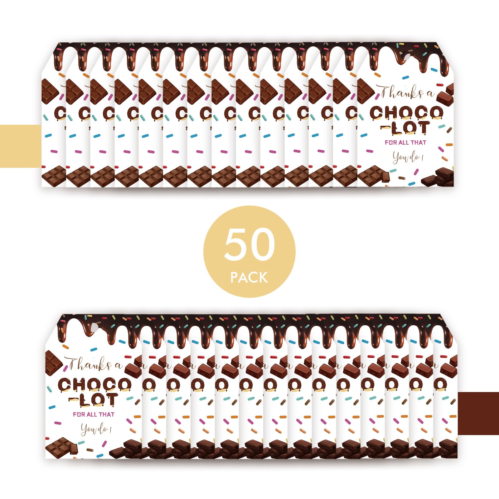 FORSHEEP 50 Etichette Ringraziamento A Tema Cioccolato Con Spago - Per Bomboniere E Feste - 4