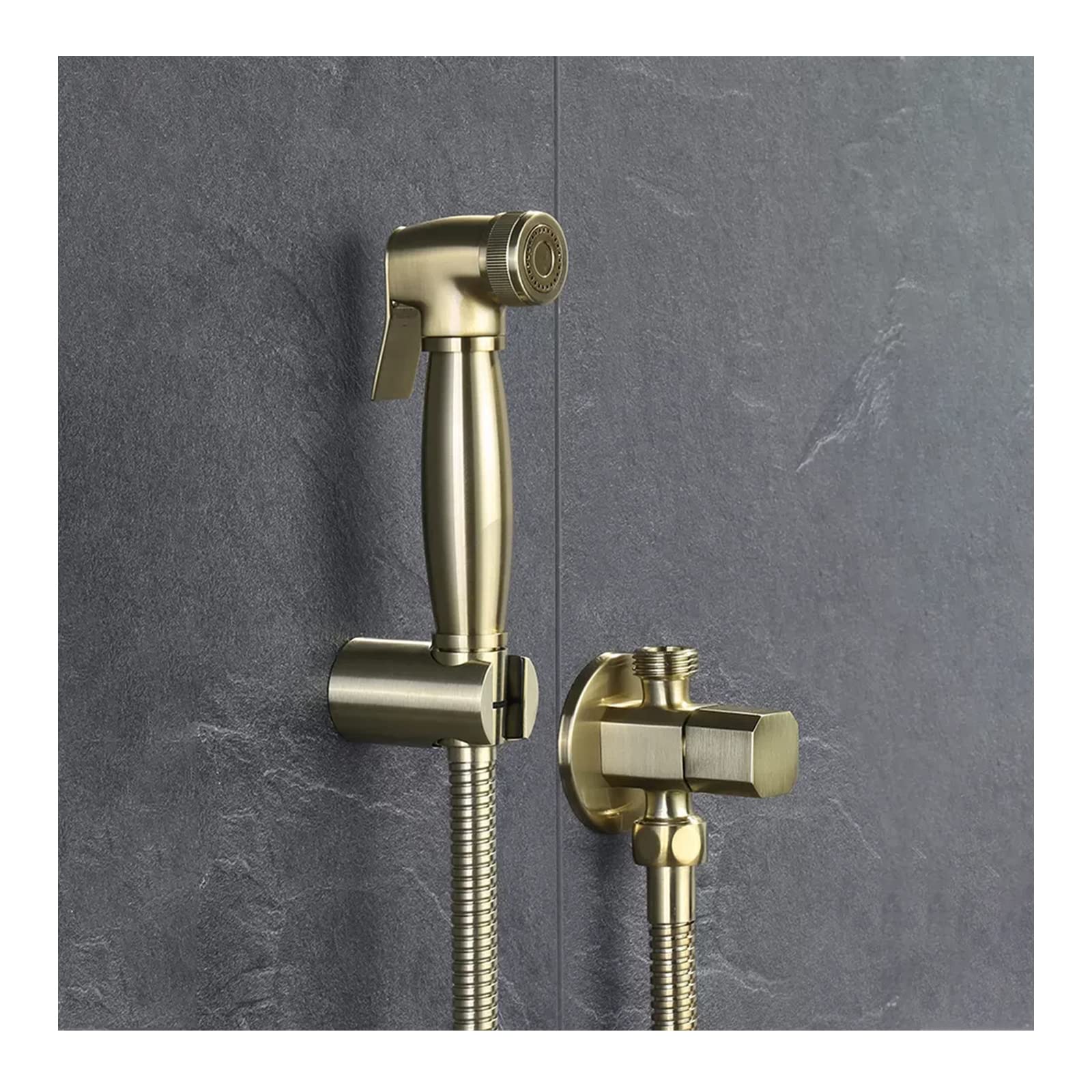 Grifo de bidé de agua fría oro cepillado para baño con manguera y soporte