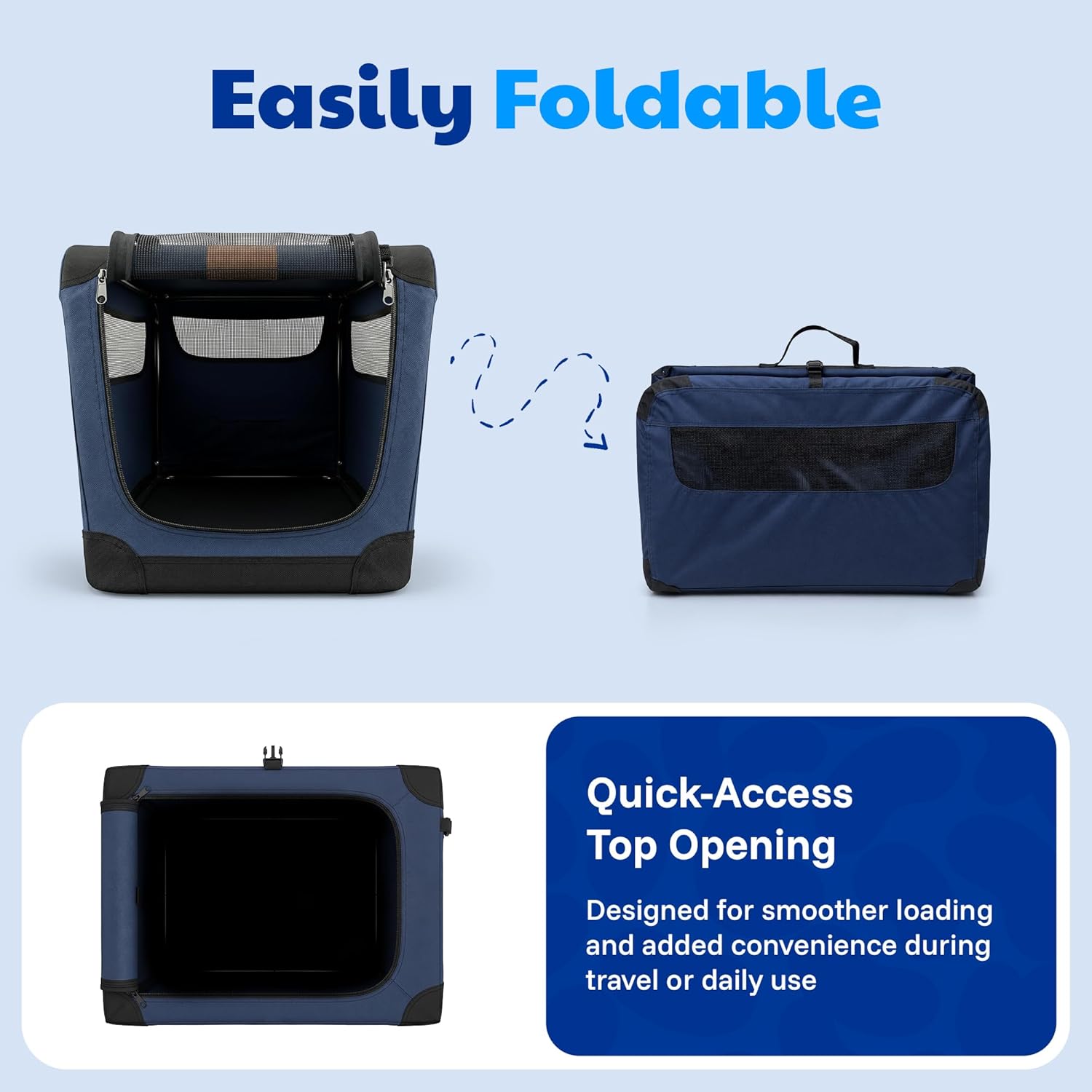 American Kennel Club Soft-Sided Dog Travel Crate, Lightweight Folding Portable Kennel with Mesh Panels for Ventilation, Comfortable Indoor & Travel Use, Ideal for Crate-Trained Dogs, Small