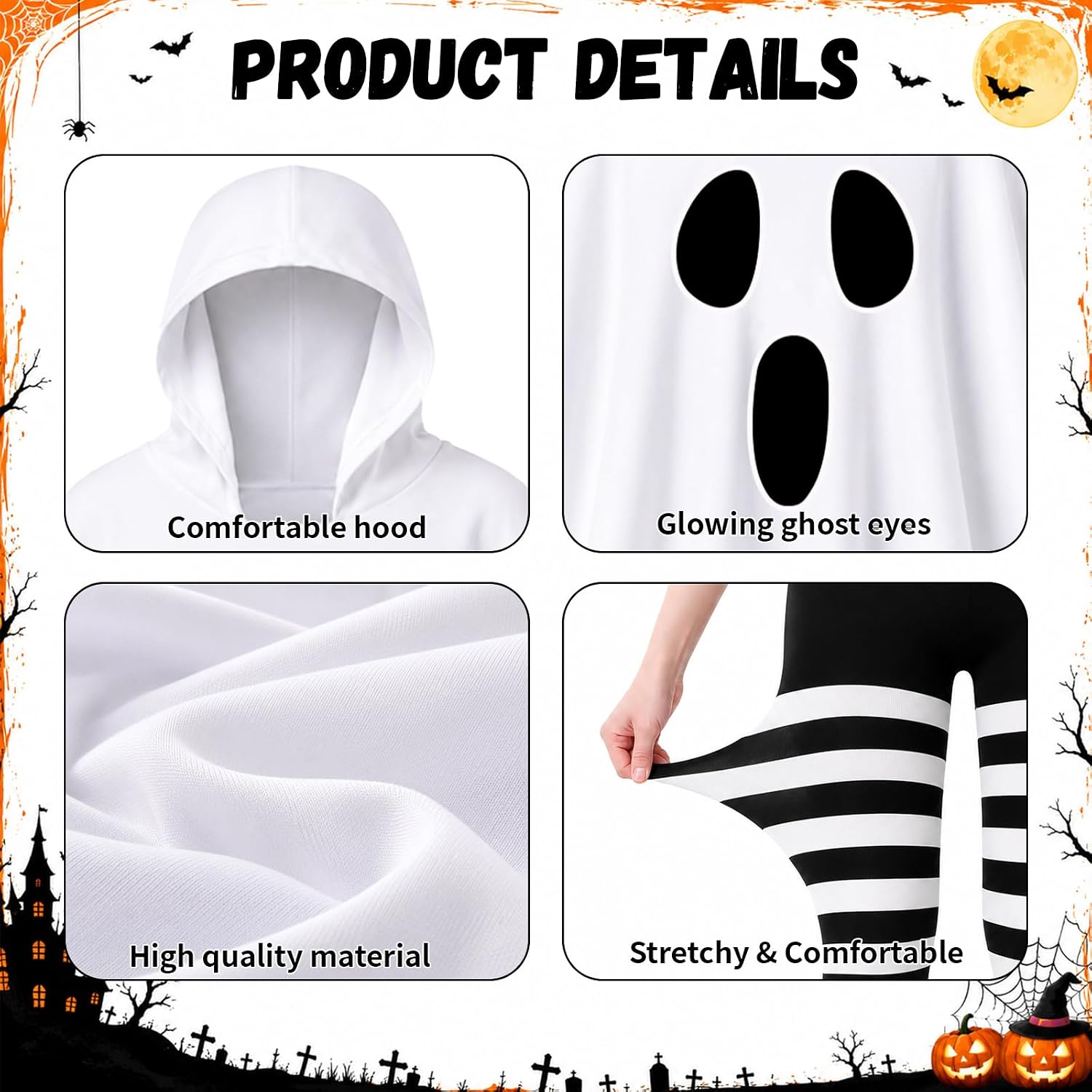Ghost Costume Women Glow in Dark,Halloween Costumes for Women Adult