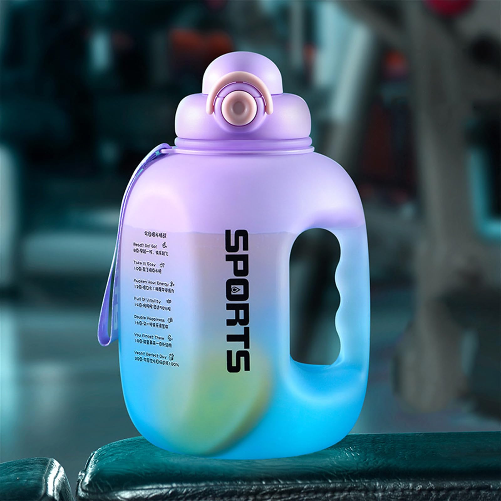 Wiederverwendbarer Großer Fitness-Wasserkrug, Wasserflasche, Motivierende Sport Wasserflasche, Mit Zeitmarkierung, Auslaufsicher, Für Fitnessstudio, Training, Wandern,Lila,2.5L