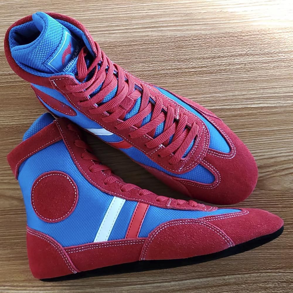 Sambo Shoes- Adult Kids Sambo Boots Soft Sole European Martial Arts Wrestling Shoes Boxing MMA Shoes Combat Fighting Shoes Training Competition Unisex