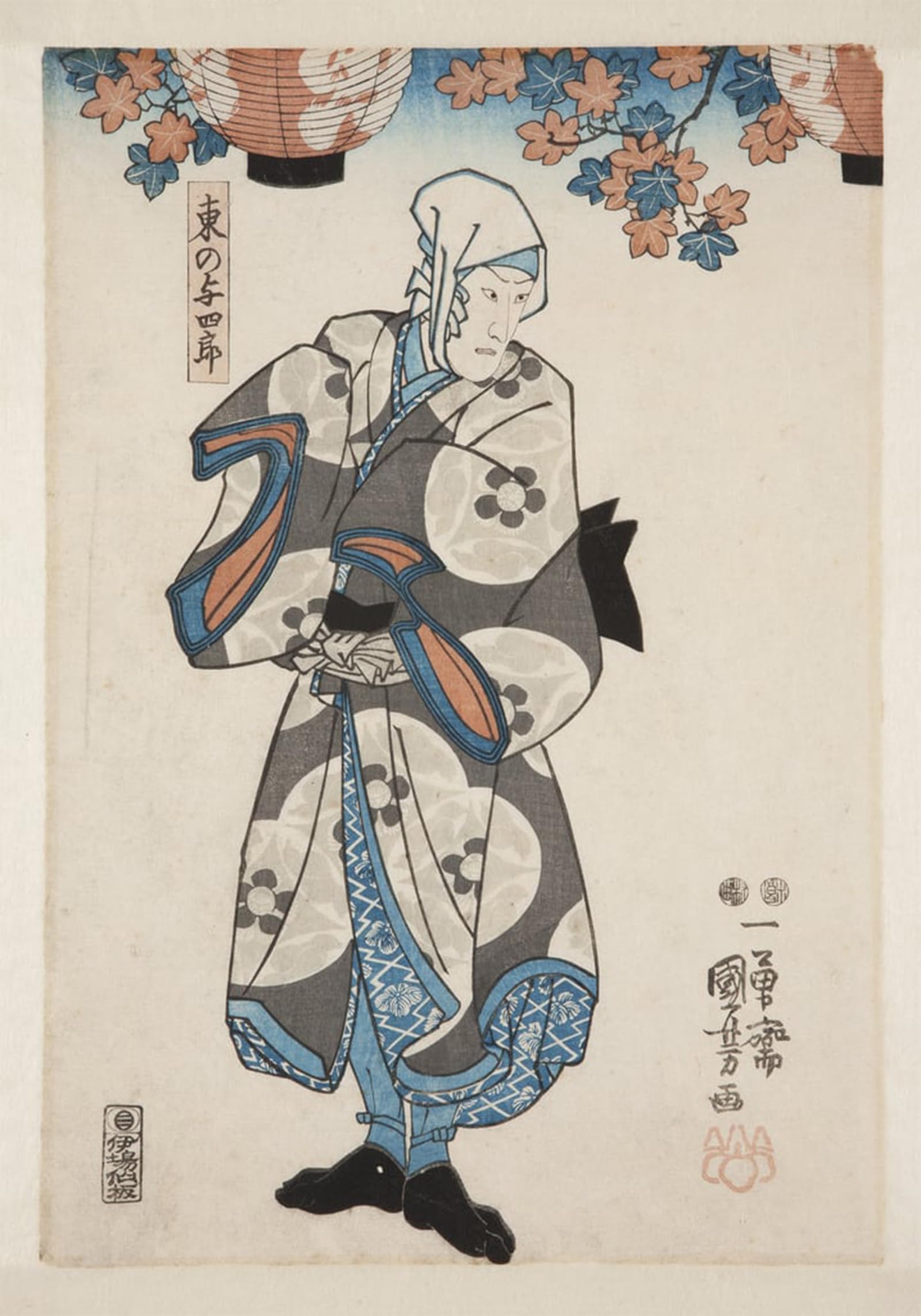 ARTXLXXBN Famous Art Print Poster Vintage Wall Art Actor Ichimura Uzaemon Xii As Higashino No Yoshiro by Utagawa Kuniyoshi Canvas Art Poster for Home Decor 60x90cm