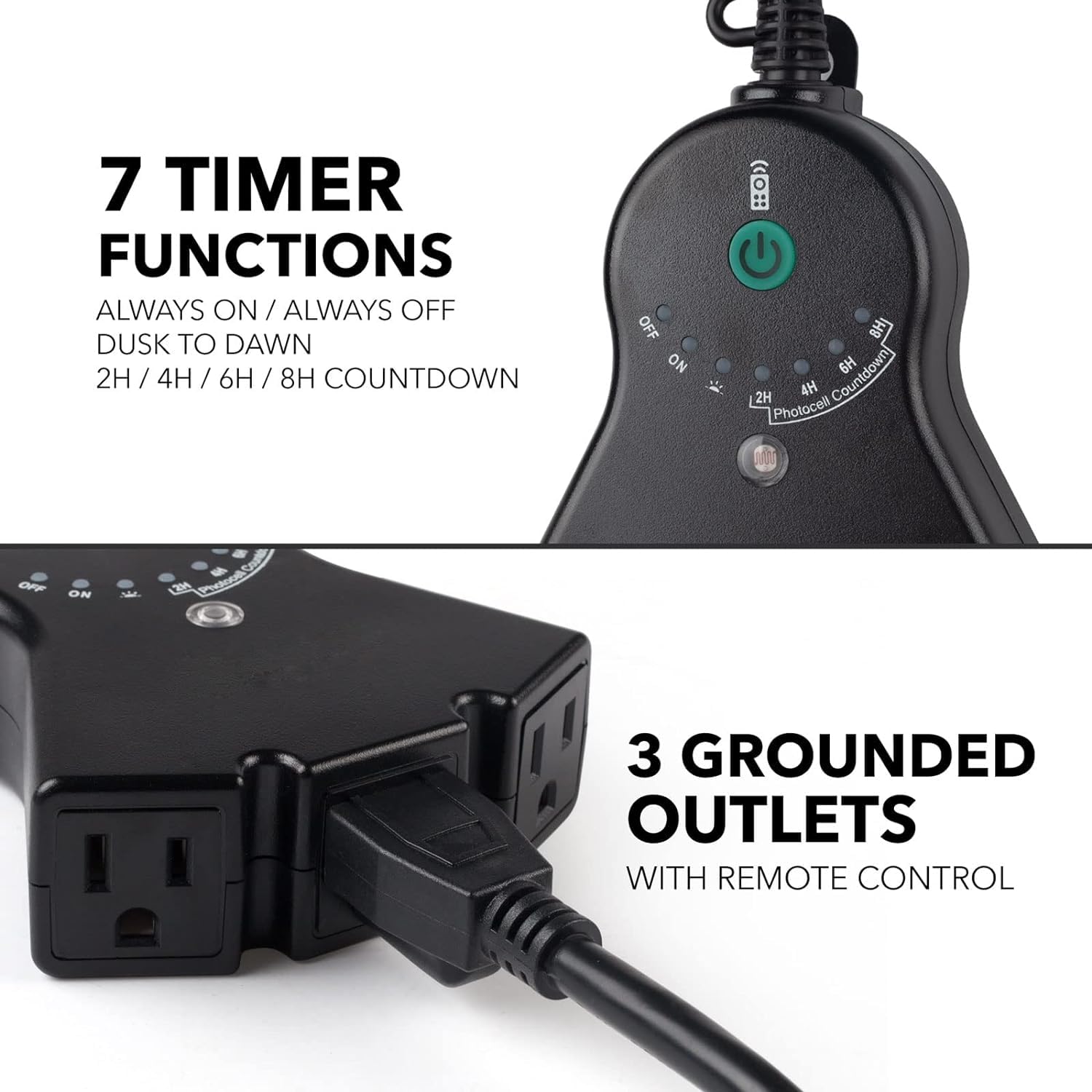 BN-LINK Outdoor Timer with 7 Timer Functions and 3 Grounded Outlets