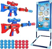 YEEBAY Shooting Game Toy for Kids 6-12: 2-Pack Air Popper Guns, Navy Target & 24 Foam Balls - Safe Indoor Fun Gift for Boys