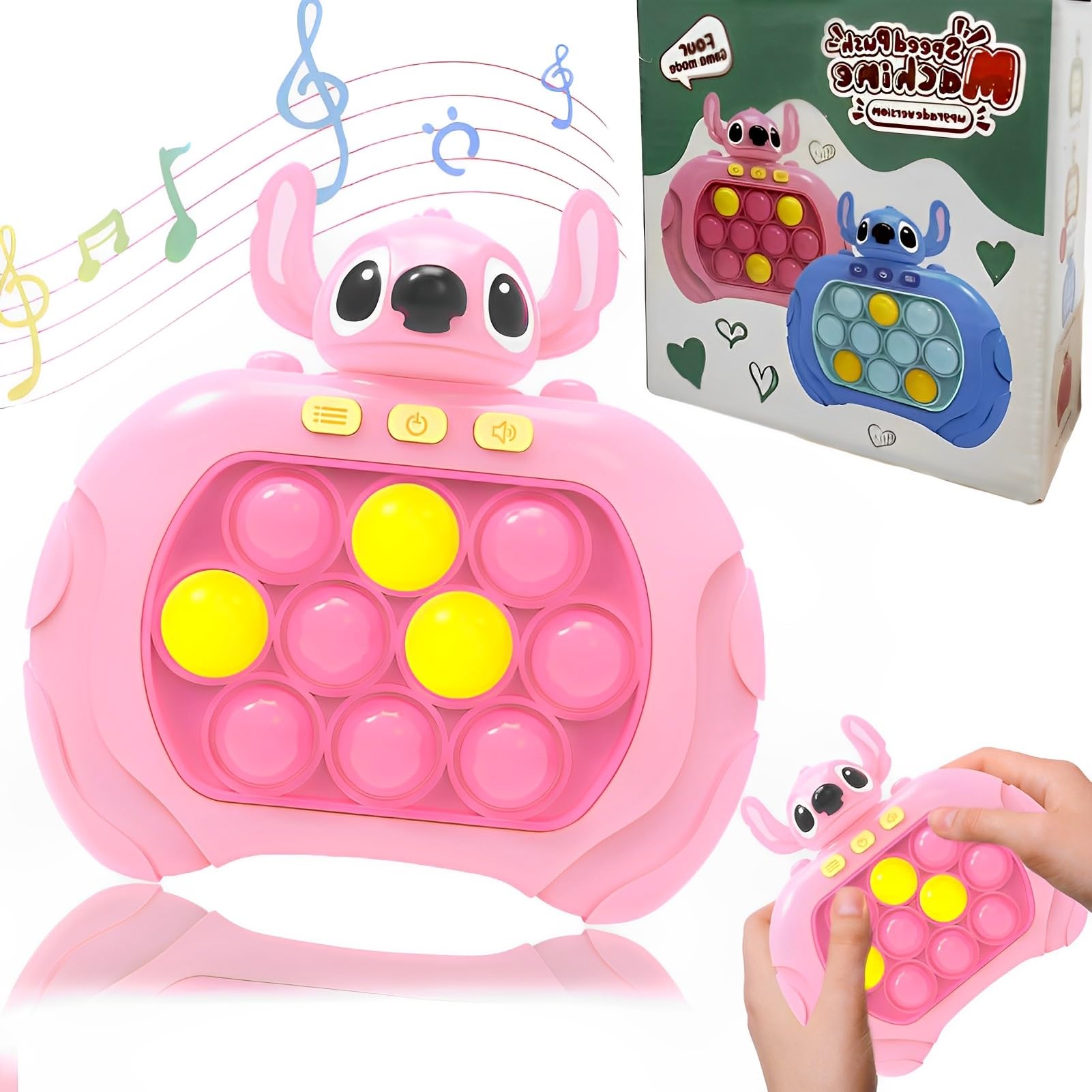 Pop Push it Controlador de Juegos,Juguete Pop It Electrónico Fidget Toys,Quick Push Burbujas Juego Consola,Pop-It Electrónico,Quick Push Bubble Sensory Fidget Juguetes para Niños y Adultos (A-Rosa)