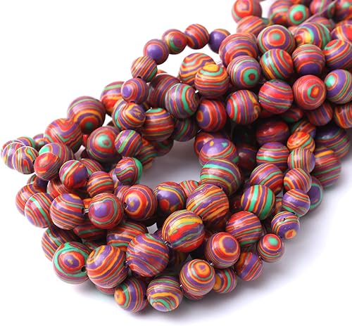 Miniatura 5 de 36 cuentas coloridas de malaquita de 0.394 in, cuentas redondas sueltas naturales para hacer joyas de 15 pulgadas