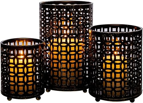 Juego de 3 portavelas de metal dorado juego de 3 portavelas decorativos candelabros para pilar estilo vintage perfecto para centros de mesa