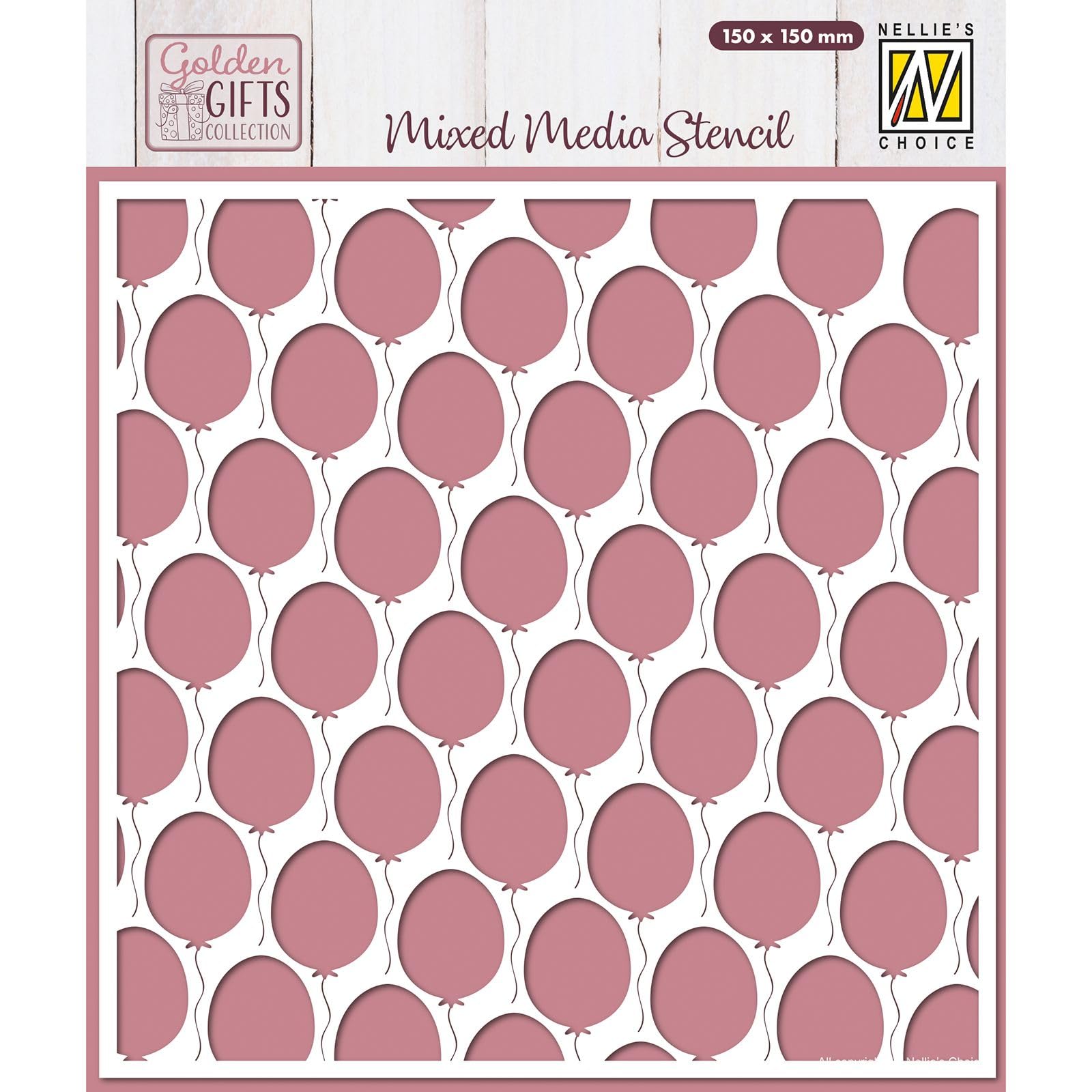 Nellie's Choice Stencil Balloons - Reusable Stencil for Crafts of 5.9 x 5.9" (15 x 15 cm) - Scrapbooking, Cardmaking and Other Papercrafts, White
