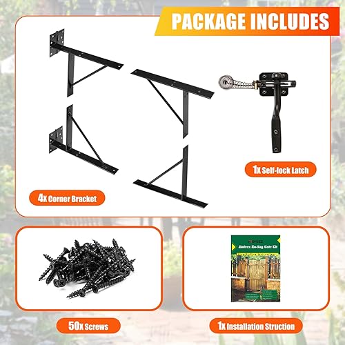 Miniatura 5 de Mofeez Kit de soporte de esquina para puerta, sin hundimiento, para puertas de cobertizo, puertas de entrada, puertas de corral, ventanas de madera