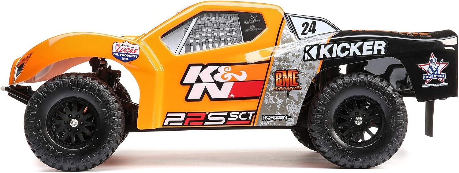 Losi 22S K&N SCT Brushless 2WD RC Short Course Truck RTR with DX2E Transmitter with AVC (Battery and Charger Not Included), 1/10 Scale (Orange)