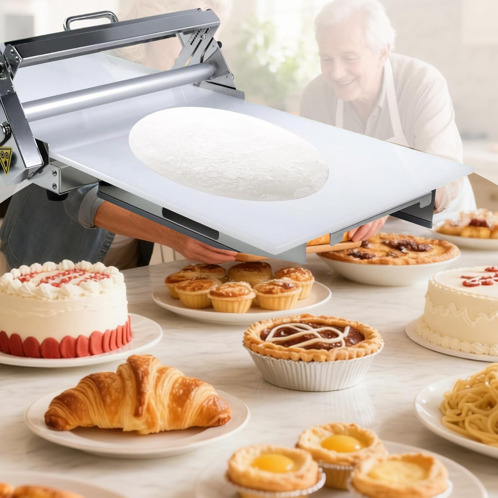 LoJax Sfogliatrice Manuale, Stendipasta Pieghevole con Assi di Rotolamento, Sfogliatrice Manuale Compatta in Acciaio Inossidabile, Spessore Regolabile, Uso Commerciale E Domestico