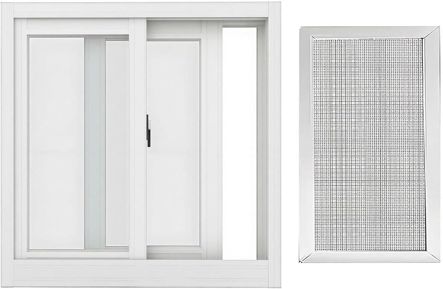 Basement Sliding Window with Screen 21" 23" 25" 27" 29" 31" 33" 35" 37" 40" Horizontal Basement Windows Shed Sliding Windows, Ventilation Window for Chicken Coop Bathroom(White,33x20in)