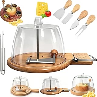 2026 New Cheese Shaver, Cheese Curler Wheel with Lid for Tête De Moine Flowers, Cheese Flower Shaver Maker Wheel Slicer with Wooden Base for Cheese Roses, Desserts (Multi-function with Lid)