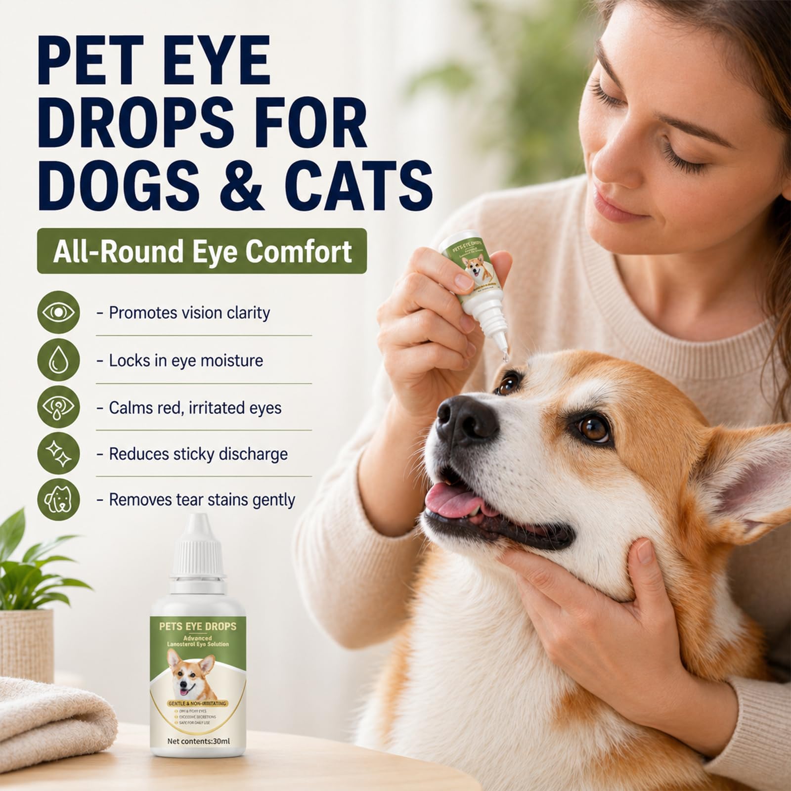 Dog Cataract Eye Drops for Dogs & Cats, Hydrating Pet Eye Wash & Lubricating Drops for Cloudy, Dry, Itchy & Watery Eyes, Not for Human, Gentle Daily Eye Care for Tear Stain Cleaning Support, 30 mL — Amazon image 3