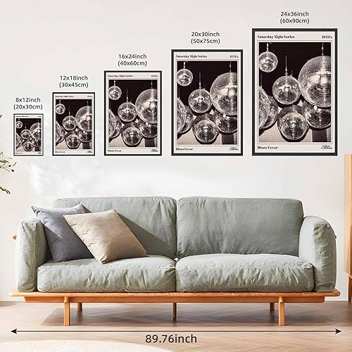 Miniatura 3 de Arte de pared en blanco y negro de moda retro de los años 70, Saturday Night Disco Fever Magazine, póster de revista Funky Feminist Bar Cart