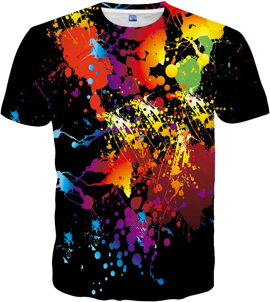 Neemanndy Unisex 3D Colorful Print Graphic Tee Shirts for Men Women and Teens