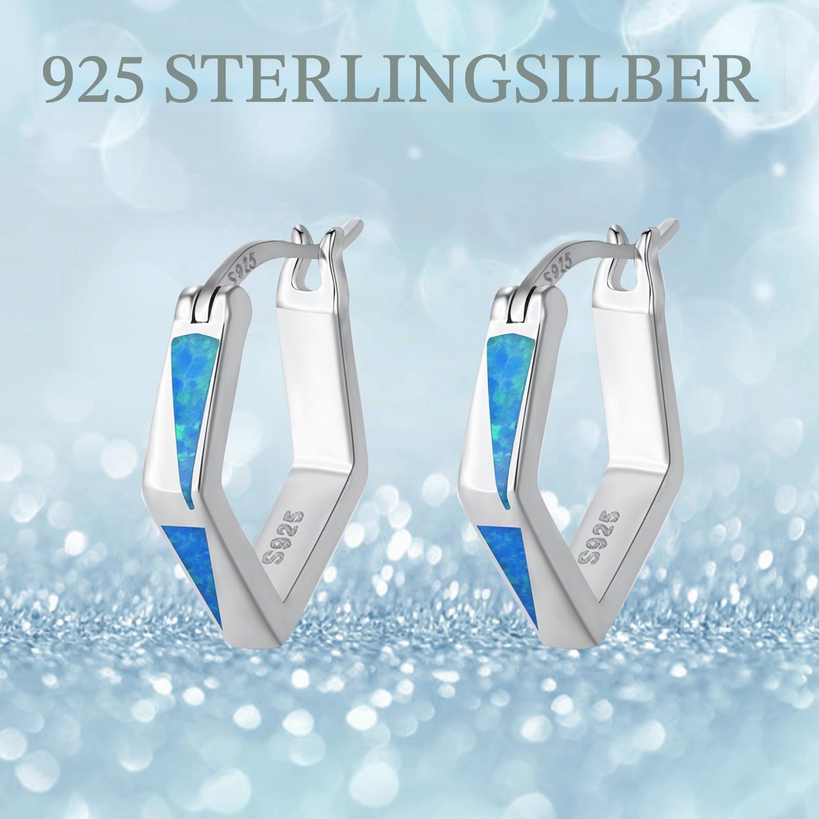 Opal Ohrringe Silber 925 Creolen Ohrringe Opal Hypoallergene Huggie Creolen Ohrringe Schmuck Geschenke für Damen