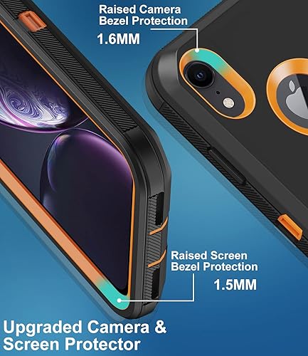 Miniatura 4 de Funda para iPhone XR, con protector de pantalla integrado, protección resistente contra caídas, cuerpo completo, a prueba de golpes, a prueba de