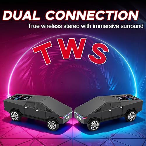 Miniatura 4 de Future Style Pickup Truck Replica Altavoz Bluetooth - Modelo inalámbrico portátil con pantalla de visualización, sonido HD, emparejamiento estéreo