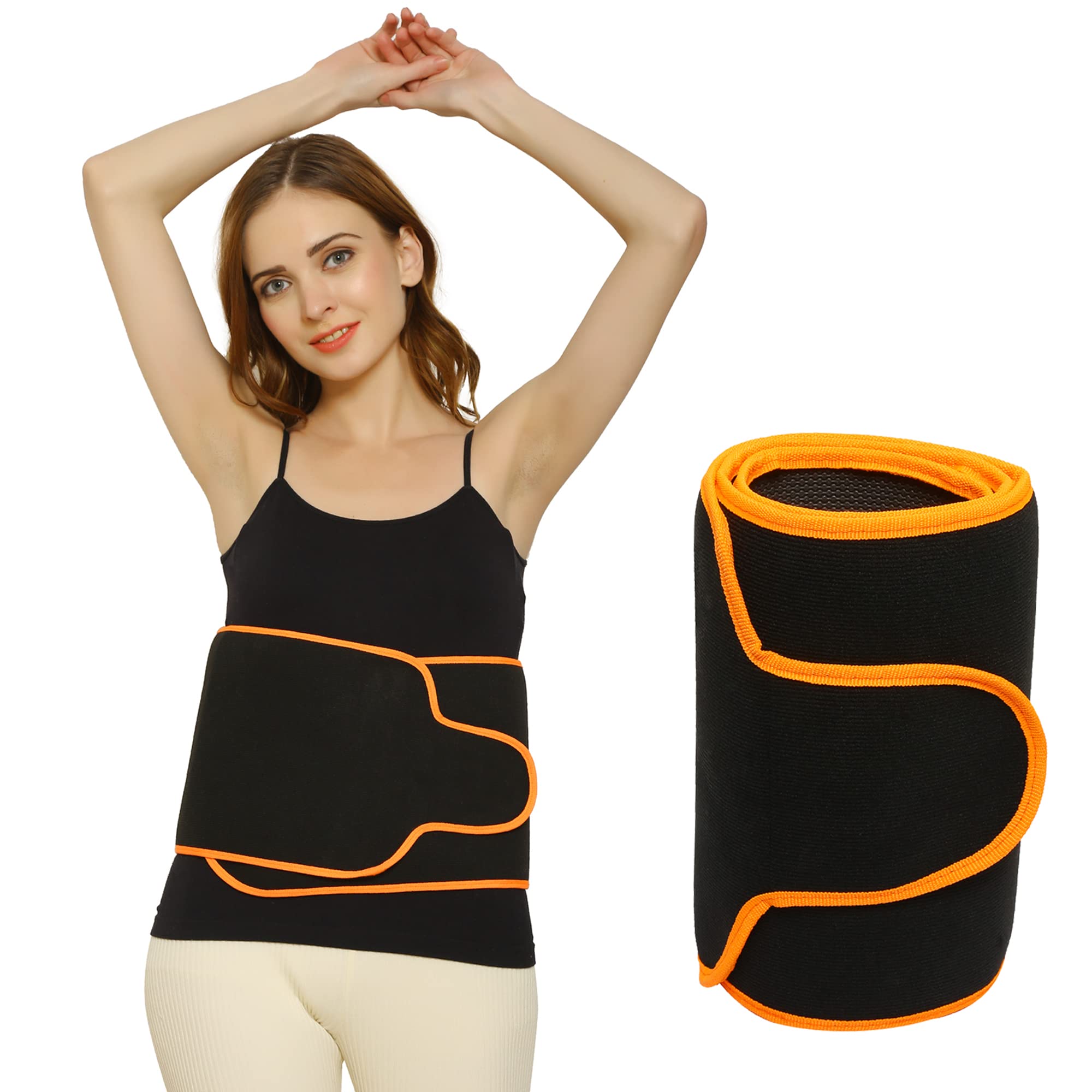 obliss Sweat Slim Belt for Men and Women Stomach Belt Neoprene Sauna Waist Gym Workout Tummy Trimmer Exercise Trainer Belt Lower Back Support Posture Black Orange Free Size (B0BFFQQZ7Y) Amazon Price History, Amazon Price Tracker