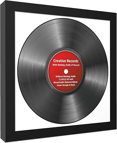 Miniatura 2 de CreativePF - Marco para álbum de vinilo LP con alfombrilla blanca, inserto de disco LP, inserto de disco LP, vidrio y colgador de pared (paquete de